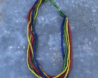 Multicolor Beaded Artisan layered Necklace 15"