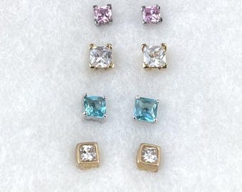 Costume multicolor "jewel" Stud Earrings Lot of 4