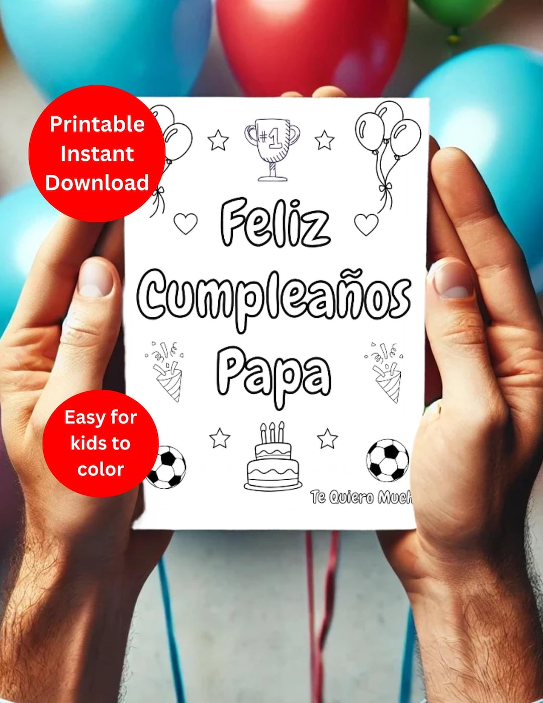 Feliz Cumpleaños Papa Printable Coloring Page for Your Kids to Color ...