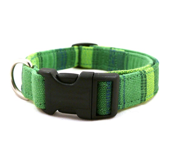Items similar to Green striped dog collar Wide striped pet collar