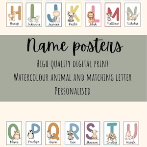 Boho animal name poster