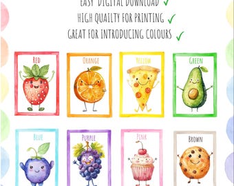 Toddler and Preschool Colour posters- food theme