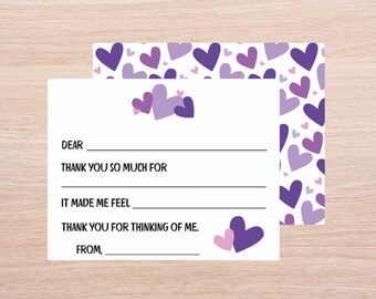Kids Fill In The Blank Thank You Cards, Thank You Note Cards with Envelopes, Children's Heart Stationary Set