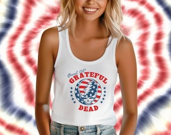 Good Ol' Grateful Dead Vintage Inspired Racerback Tank Top, Deadhead Women's Tank, Patriotic Deadhead, USA Dead head, 4th of July
