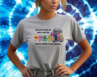 Grateful Dead Dancing Bears Unisex Jersey Tee, Deadhead Gift for Him/Her, Dead & Company Shirt, Bella Canvas 3001, Jerry Garcia, on the Bus