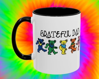 Grateful Dad Coffee Mug: Dancing Bears Ceramic Deadhead Gift