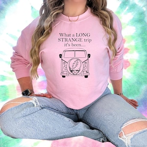 Long Strange Trip Grateful Dead Gildan 18000 Sweatshirt, Deadhead Unisex Crewneck, Steal Your Face Gift, Hippie Clothing, Deadhead Apparel