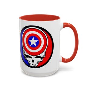 Captain America Grateful Dead Inspired Stealie Mug, 11 0z, 15 oz, Deadhead gift, Grateful Dead Fan, Coffee Mug for Deadhead, Stealie mug image 4