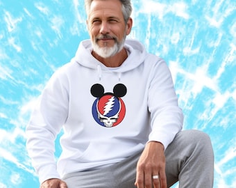 Sudadera con orejas de Mickey Mouse de Grateful Dead, sudadera unisex "Roba tu cara", Gildan 18500, ropa Disney Deadhead, regalo Deadhead, Disneyland