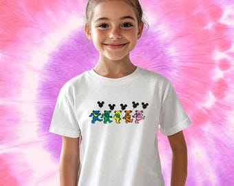 Grateful Dead Youth Short Sleeve Tee. Dancing Bears with balloons, Jerry Bear, Deadhead kid, Grateful Dead Tshirt for kids, Grateful Dead T