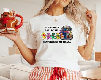 Camiseta Grateful Dead Dancing Bears, estilo hippie (Bella Canvas 3001)
