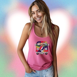 Grateful Dead Inspired Peanuts Cartoon Racerback Tanktop. Deadhead, Vintage Style Tanktop, Hippie tanktop for her, Dead and Company fan