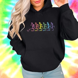 Grateful Dead Dancing Skeleton Hoodie, Unisex Hooded Sweatshirt, Gildan 18500, Fan Merch, Deadhead Gift, Music Festival Apparel