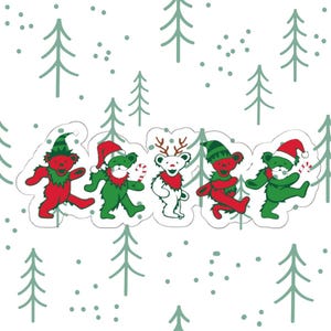 Naklejki Christmas Dancing Bears Kiss-Cut. Naklejka Grateful Dead, Naklejka Deadhead, Dancing Bears, Jerry Bears, Jerry Garcia, Dead head, JGB