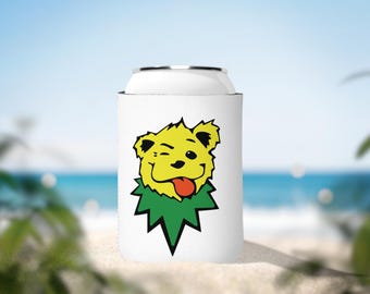 Funda enfriadora de latas de Grateful Dead, enfriador de cerveza, soporte para latas frías, regalo para fans de Grateful Dead, funda aislante para bebidas, enfriador de Jerry Bear, papá fan de Grateful Dead