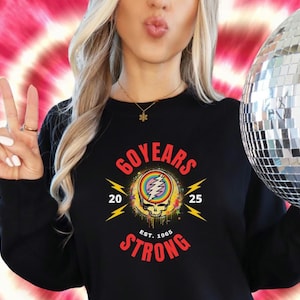 Grateful Dead 60th Anniversary Unisex Sweatshirt, Steal Your Face Gildan 18000, Deadhead Gift, Heavy Blend Crewneck, Festival Clothing