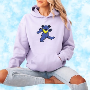 Purple Grateful Dead Dancing Bear Hoodie, Gildan 18500 Sweatshirt, Deadhead Gift, Grateful Dead Fan Gear, Hippie Hoodie, Music Festival