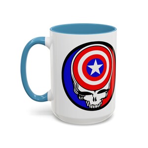 Captain America Grateful Dead Inspired Stealie Mug, 11 0z, 15 oz, Deadhead gift, Grateful Dead Fan, Coffee Mug for Deadhead, Stealie mug image 8