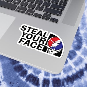 Grateful Dead &#39;Steal Your Face&#39; Sticker, Music Fan Laptop Decal, Water Bottle Decal, Hippie Gift, Rock Band Merch, Dead and Company