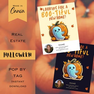 Halloween Real Estate Pop By Tag, Real Estate Halloween Marketing, Realtor Halloween Pop By