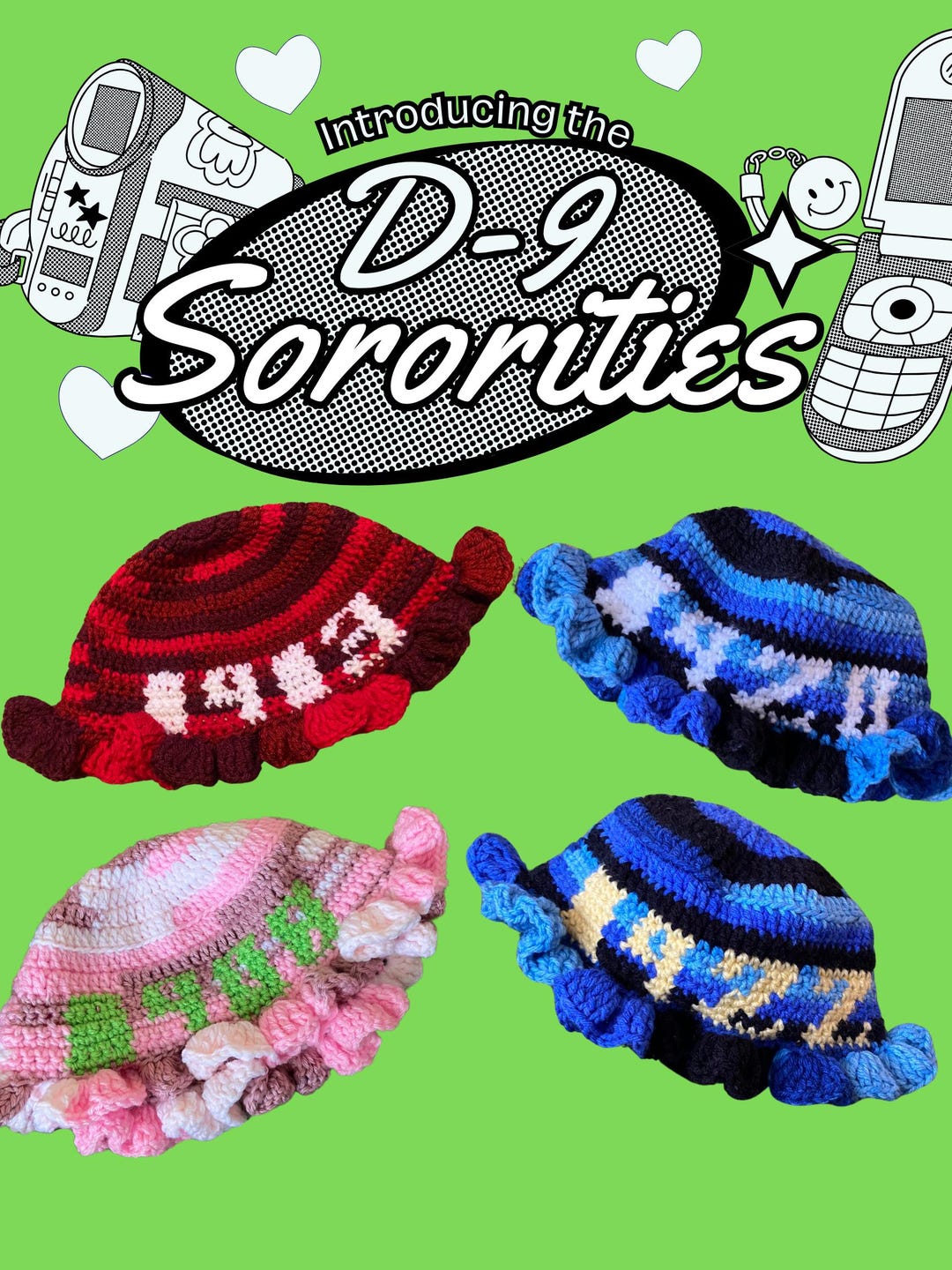 Sorority Ruffle Crochet Hat Pattern: Greek Life Accessory (PDF Pattern ...