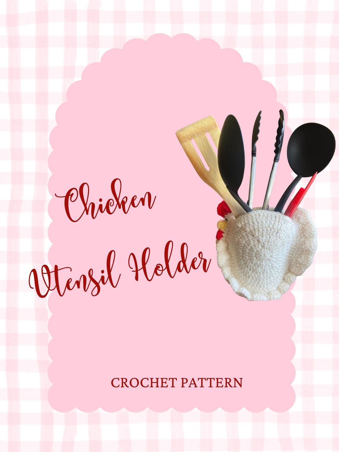 Chicken Utensil Holder Crochet Pattern | Farmhouse Kitchen Decor PDF - Etsy