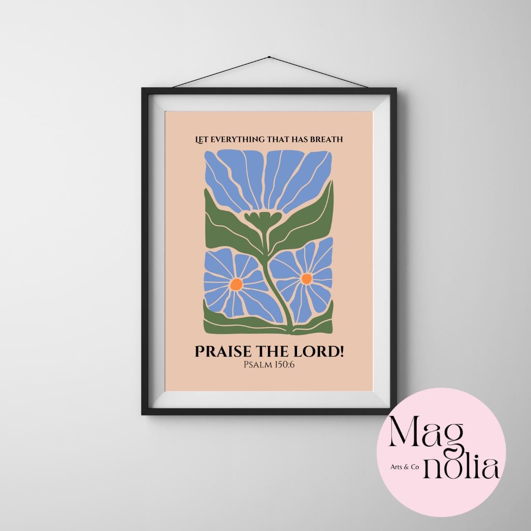 Bible Verse Floral Print Abstract Flowers Wall Art Boho Modern ...