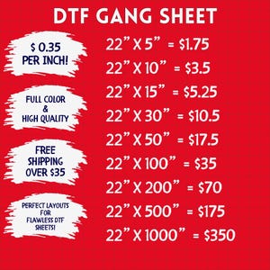 DTF Bulk Gang Sheet Print, custom heat transfer, dtf transfer, Dtf Prints, DTF Gang sheet,Free Shipping,Dtf Transfers Ready for Press
