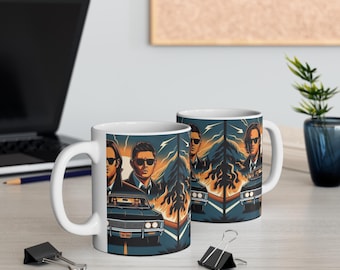 Supernatural Fan Art Mug, 11oz Coffee Cup for TV Show Enthusiasts, Sam and Dean Winchester Gift, Custom Ceramic Drinkware, Halloween
