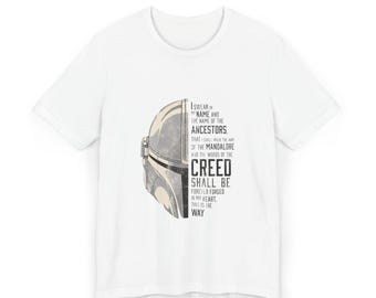 Mandalorianisches Fan Art T-Shirt, Star Wars Grafik T-Shirt, Unisex Jersey Top, Sci-Fi Film Liebhaber Geschenk, Geek Kleidung