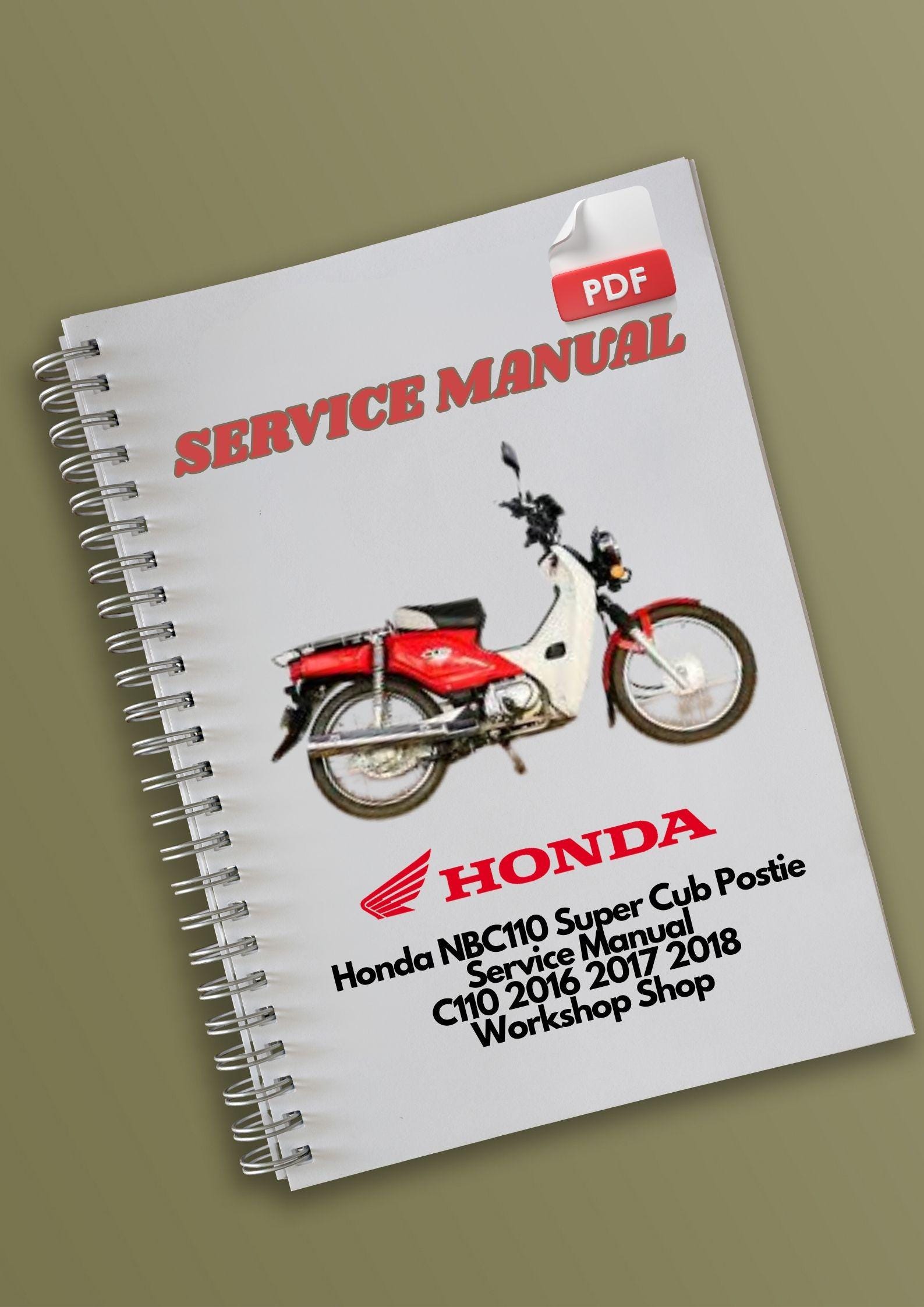 Honda NBC110 Super Cub Postie Service Manual C110 2016 2017 2018