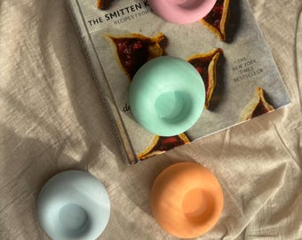 Handmade Hand-cast eco-friendly Two Tone Pastel Jesmonite Candleholders / Candlesticks / Candle holders / Colourful homeware