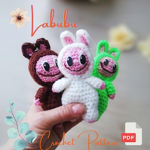Ugly sweety Labubu, inspired bunny pattern, gift for mom, Amigurumi crochet pattern