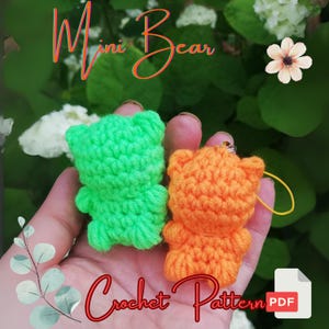 Tiny Teddy Bear Knitting Pattern PDF – 8cm Mini Animal Plush Toy | Easy Small Knit or Crochet-Style Bear for Beginners