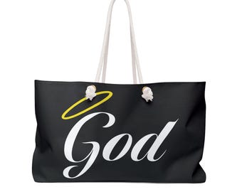 God Weekender Bag, Religious Travel Tote, Faith Overnight Duffel, Spiritual Carry-On Purse, Christian Luggage, Inspirational Gym Sack