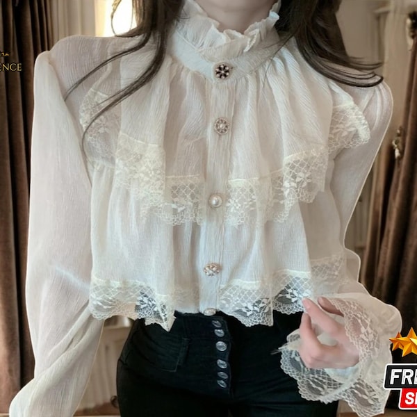 Elegant Ruffled V-Neck Chiffon Blouse main image 0