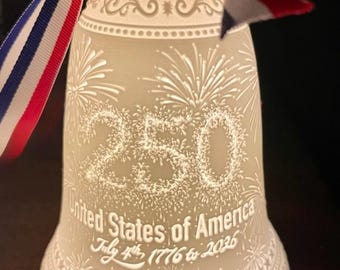 250 America Commemorative - Illuminated Porcelain Bell Ornament