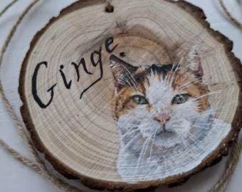 Custom hand painted pet portrait, wooden decoration/memorial plaque