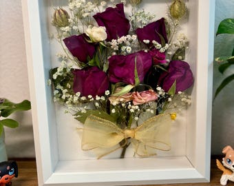 Handmade Dried Flower Shadow Box – Botanical Wall Art, 8x10 Wooden Frame