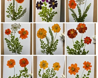 Botanical Card with Real Pressed Flowers, Handmade Blank Art Card