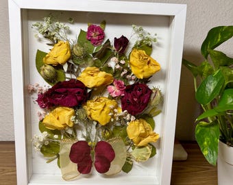 Handmade Dried Flower Shadow Box – Floral Wall Art, 8x10 Wooden Frame