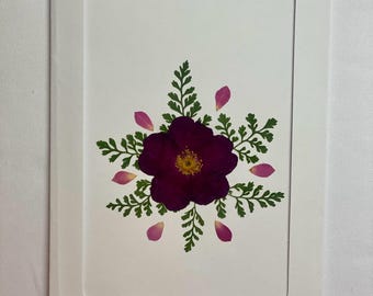 Handmade Pressed Flower Card, Botanical Art (5x7)