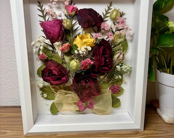 Dried Flower Shadow Box – Handmade Floral Wall Art, 8x10 Wooden Frame