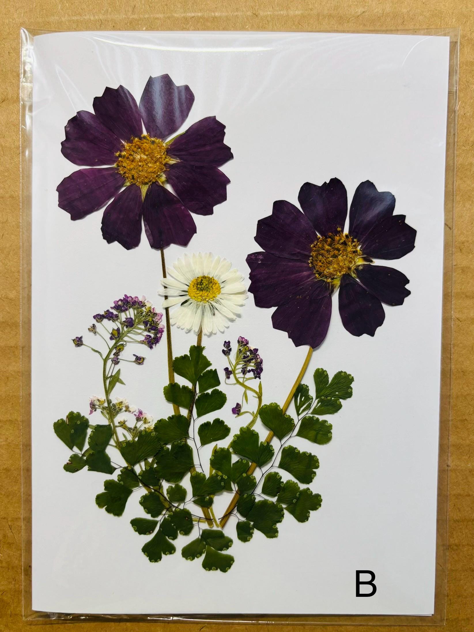 Botanical Card With Real Pressed Flowers, Handmade Blank Art Card - Etsy
