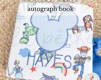 Libro de autógrafos de juguetes personalizado, recuerdo personalizado, colección Grandmillenial, diario de firmas de viaje, recuerdo de Mouse Park bordado personalizado