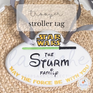 Trooper Embroidered Stroller Tag Magical Stroller Sign Custom Personalized Theme Park Sign for Stroller Tag Accessory Magical Name Sign