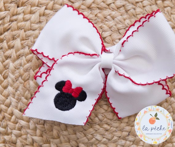 Custom Mouse Hair Bow for Girls Grandmillenial Custom Embroidered Mouse Park Souvenir for First Trip Accessory for Girls