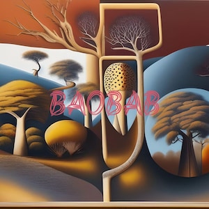 African Baobab Tree Abstract Wall Art | Vibrant Digital Download | Modern Home Decor Printable | Cultural Nature Print