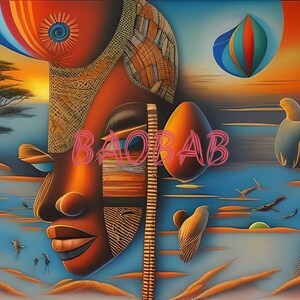 Abstract colorful Cultural Print – Artwork Celebrating African Heritage and the Tree of Life in a rich colorful setting.