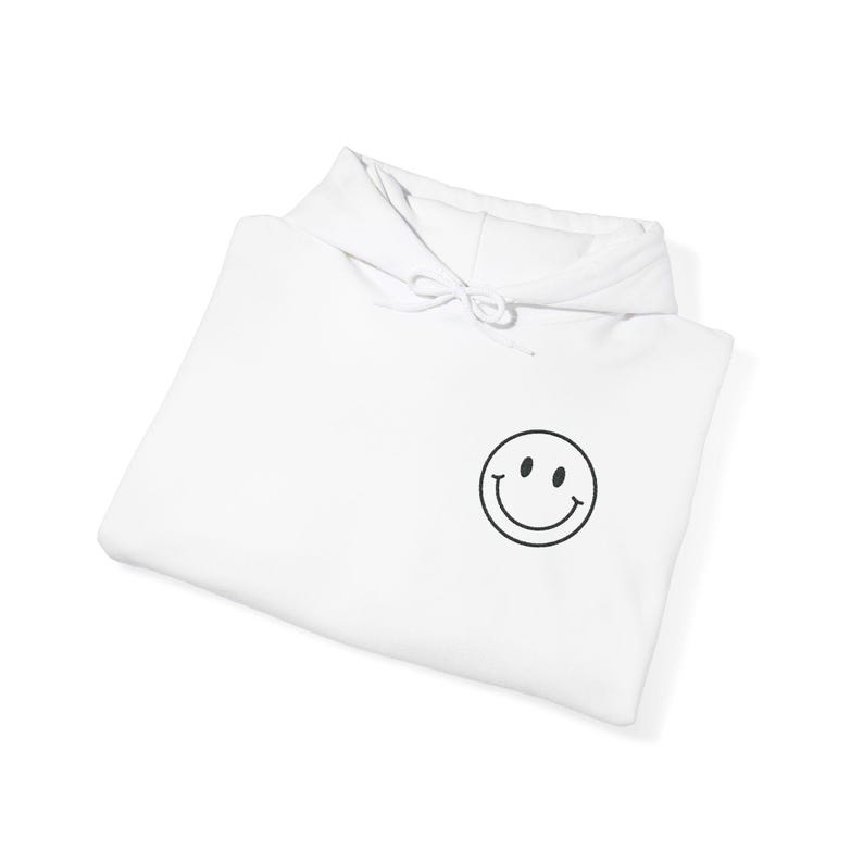 Embroidered Smiley Face Hoodie: Unisex Pullover image 8